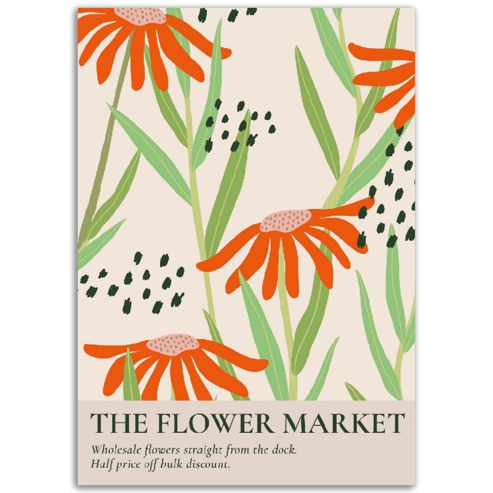 Retro Floral Print: Boho Flower Market Botanical Illustration