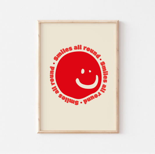 Smiley Face Print: Retro Boho Nursery Decor
