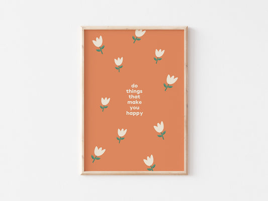 Floral Print: Earth Tones, Inspirational Quote, Boho Wall Art