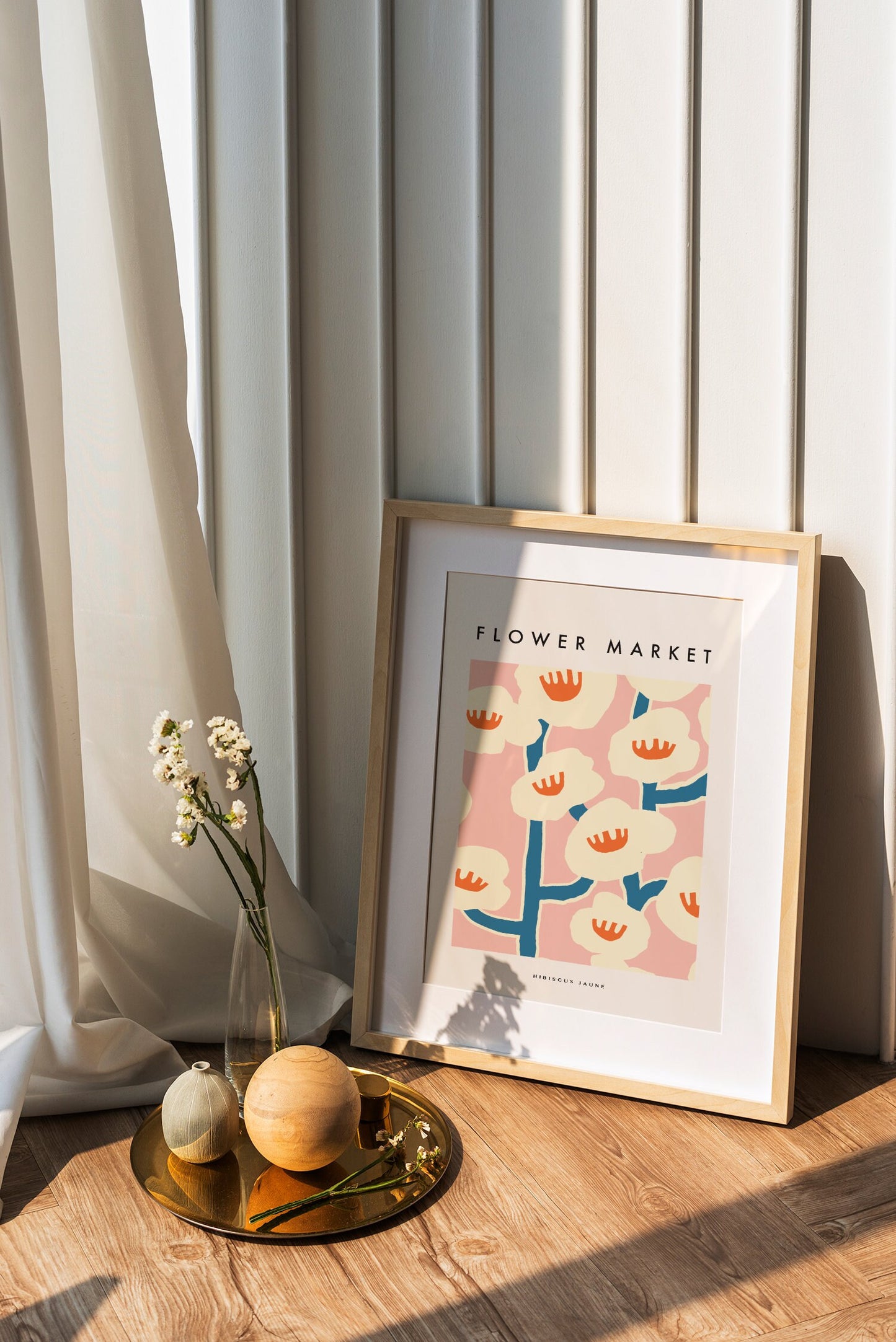 Flower Market Print: Neutral Boho Floral Wall Art