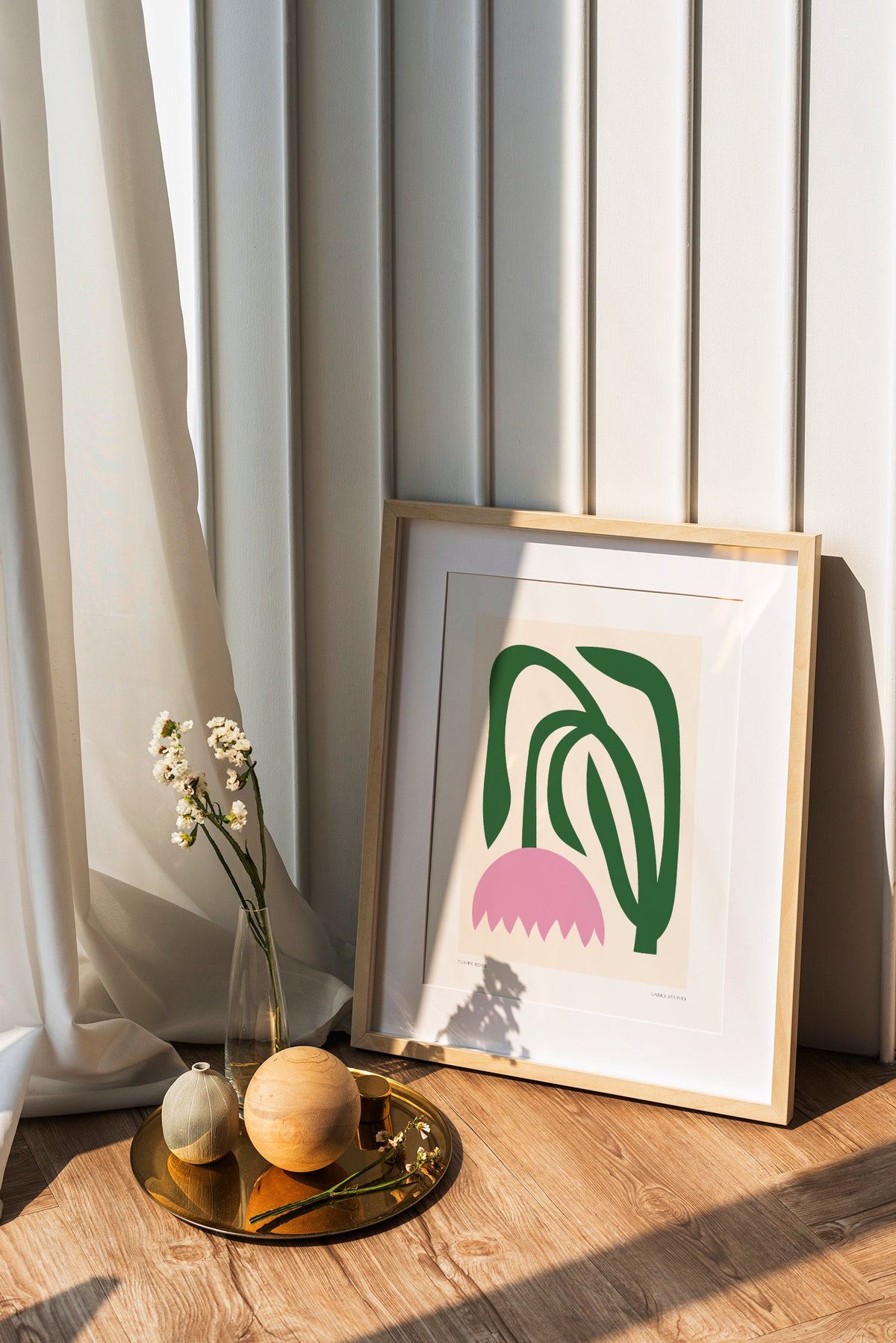Pink Tulip Print: Modern Abstract Floral Wall Art
