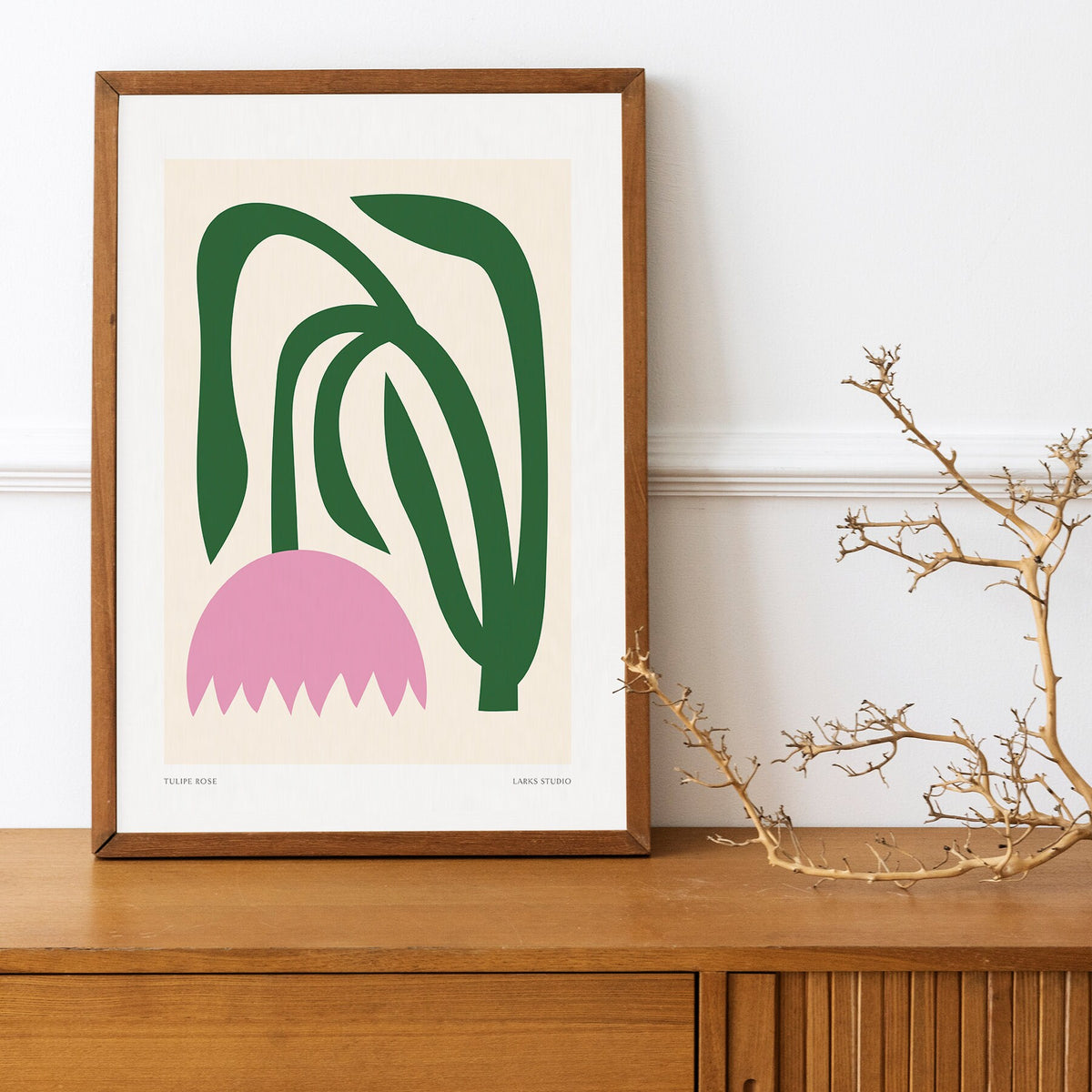 Pink Tulip Print: Modern Abstract Floral Wall Art