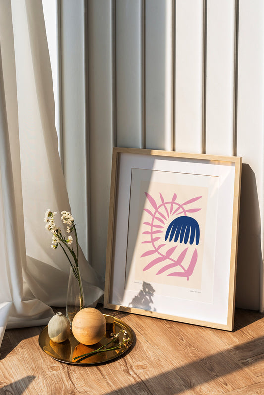 Abstract Daisy Art Print: Boho Floral Wall Decor