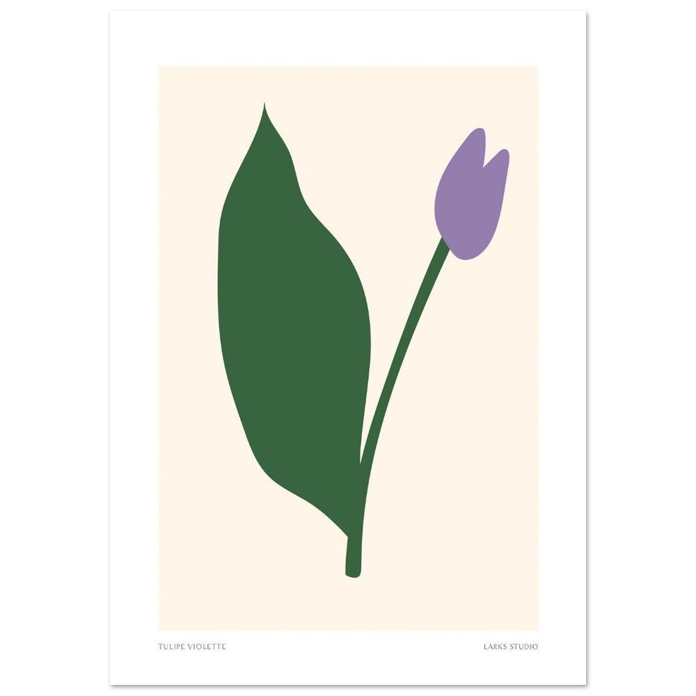 Purple Tulip Print: Modern Abstract Flower Poster