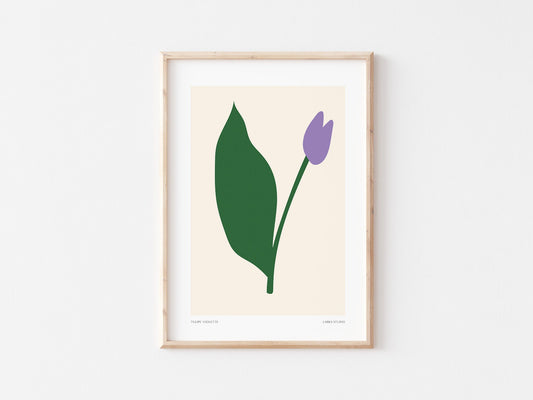 Purple Tulip Print: Modern Abstract Flower Poster