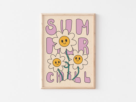 Summer Chill Daisy Print: Trendy Kids Room Wall Decor