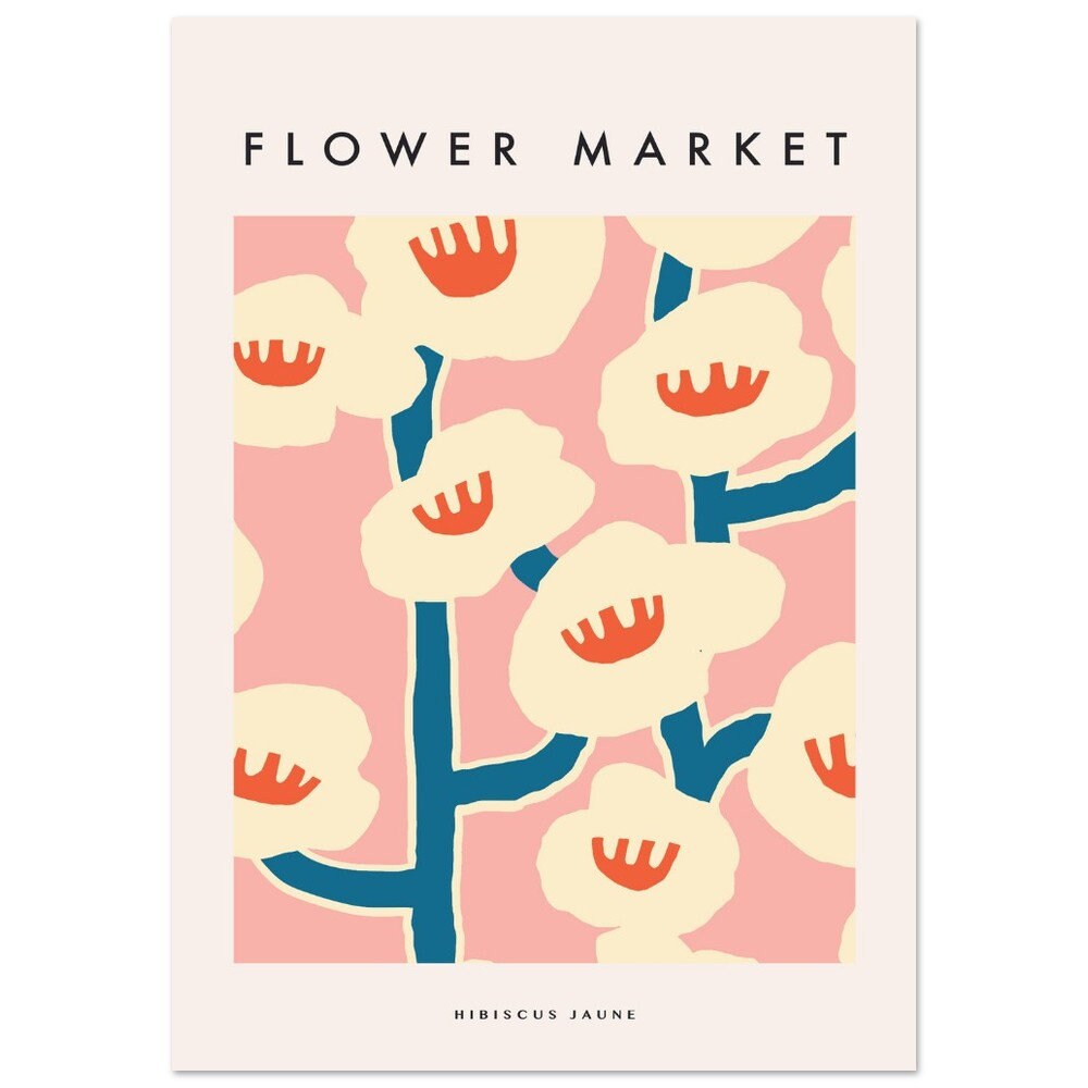 Flower Market Print: Neutral Boho Floral Wall Art