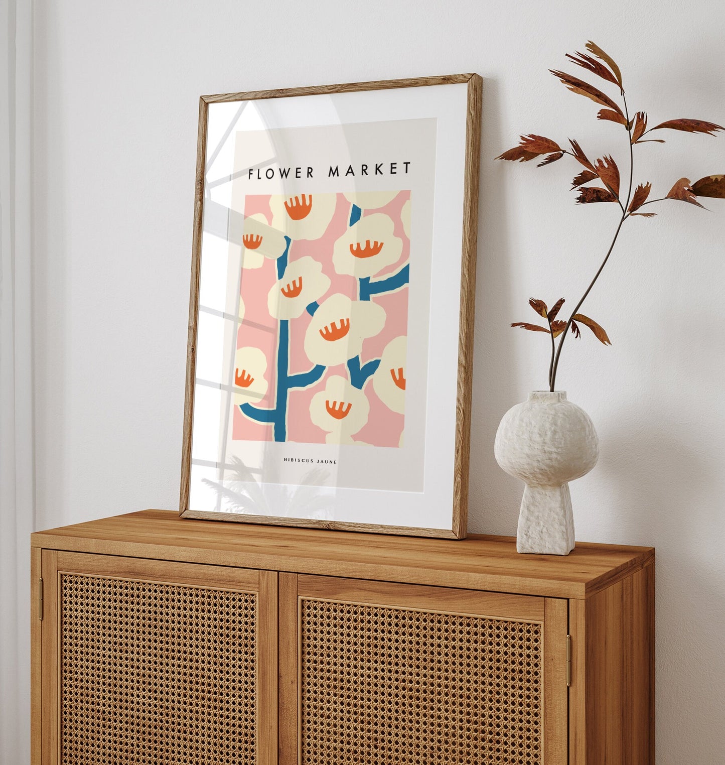 Flower Market Print: Neutral Boho Floral Wall Art