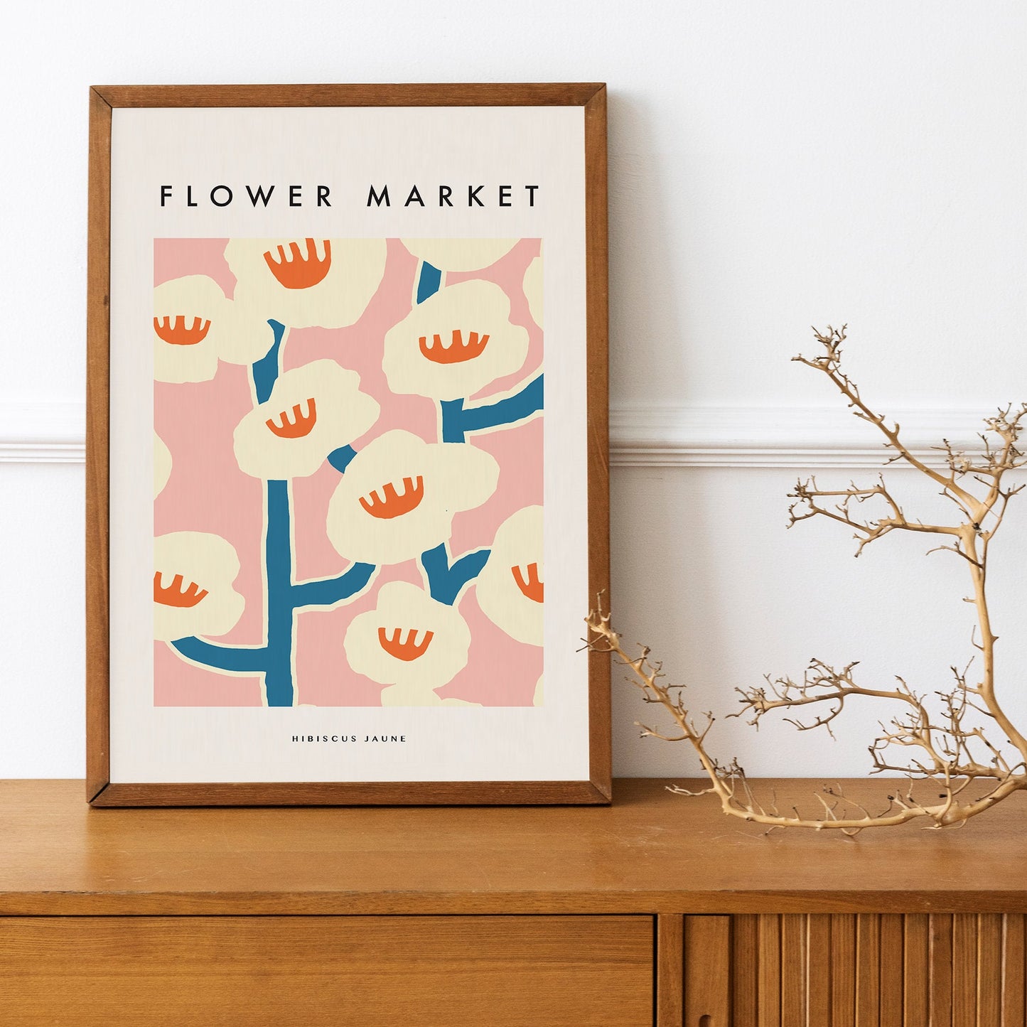 Flower Market Print: Neutral Boho Floral Wall Art