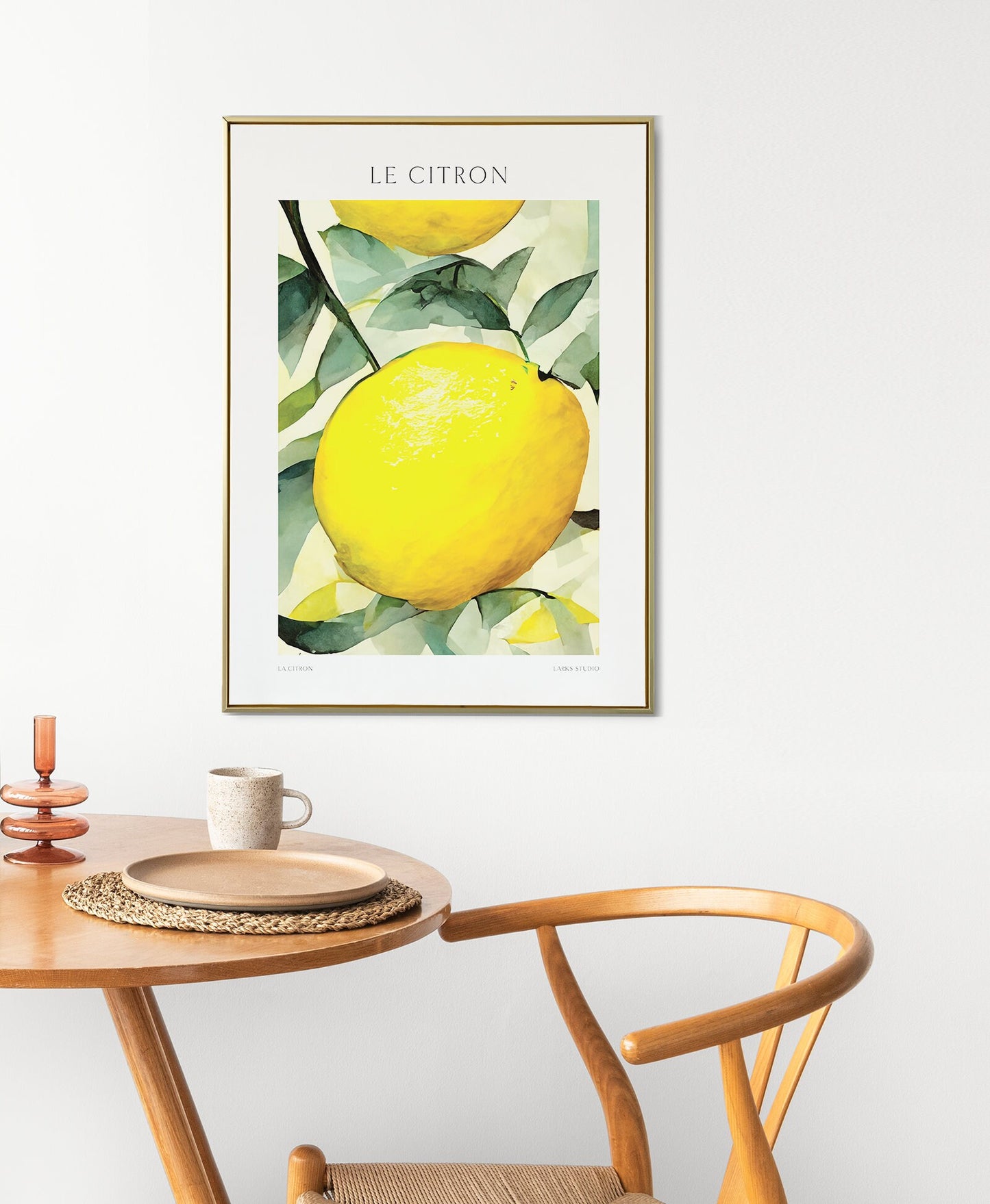 Lemon Fruit Print: Botanical Illustration, Kitchen Dining Decor