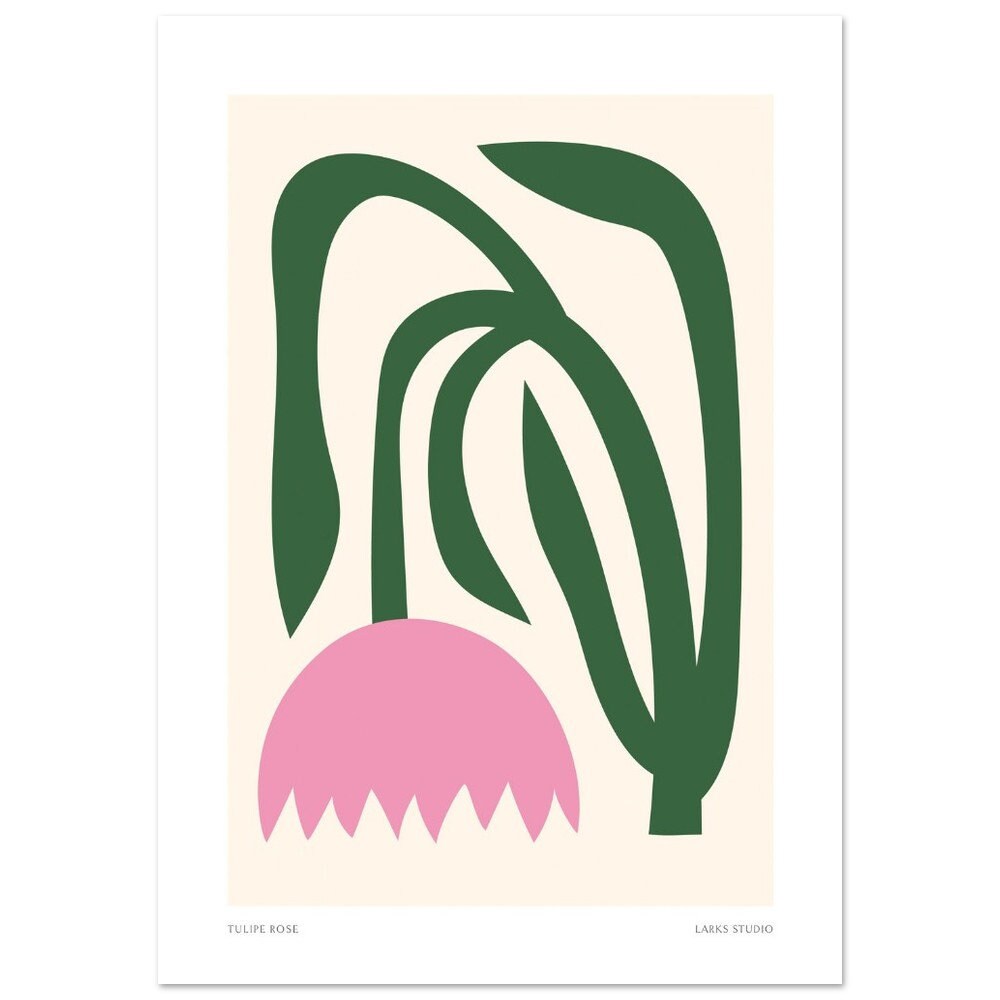 Pink Tulip Print: Modern Abstract Floral Wall Art