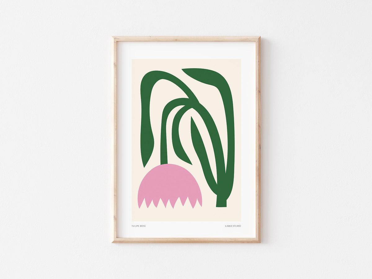 Pink Tulip Print: Modern Abstract Floral Wall Art