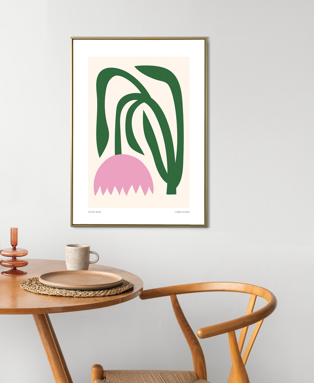 Pink Tulip Print: Modern Abstract Floral Wall Art