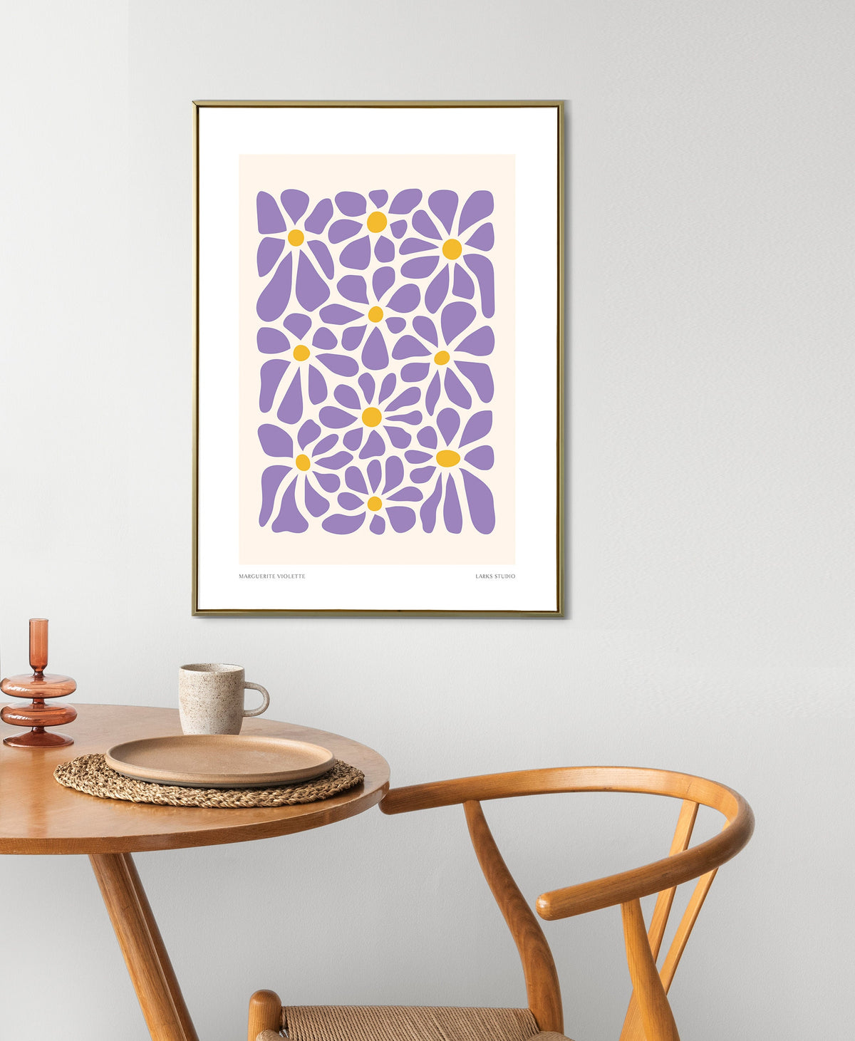 Lilac Daisy Print: Modern Abstract Floral Wall Art