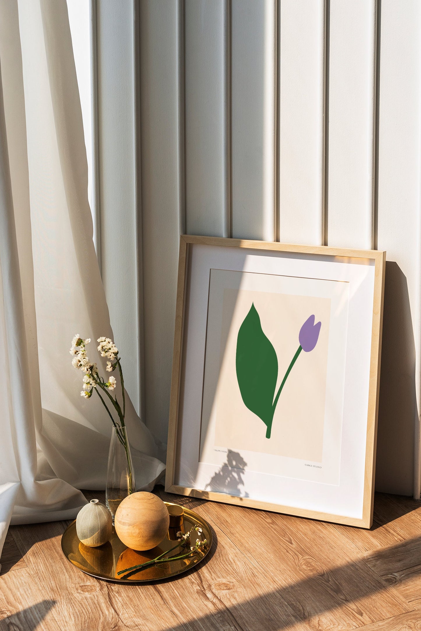 Purple Tulip Print: Modern Abstract Flower Poster