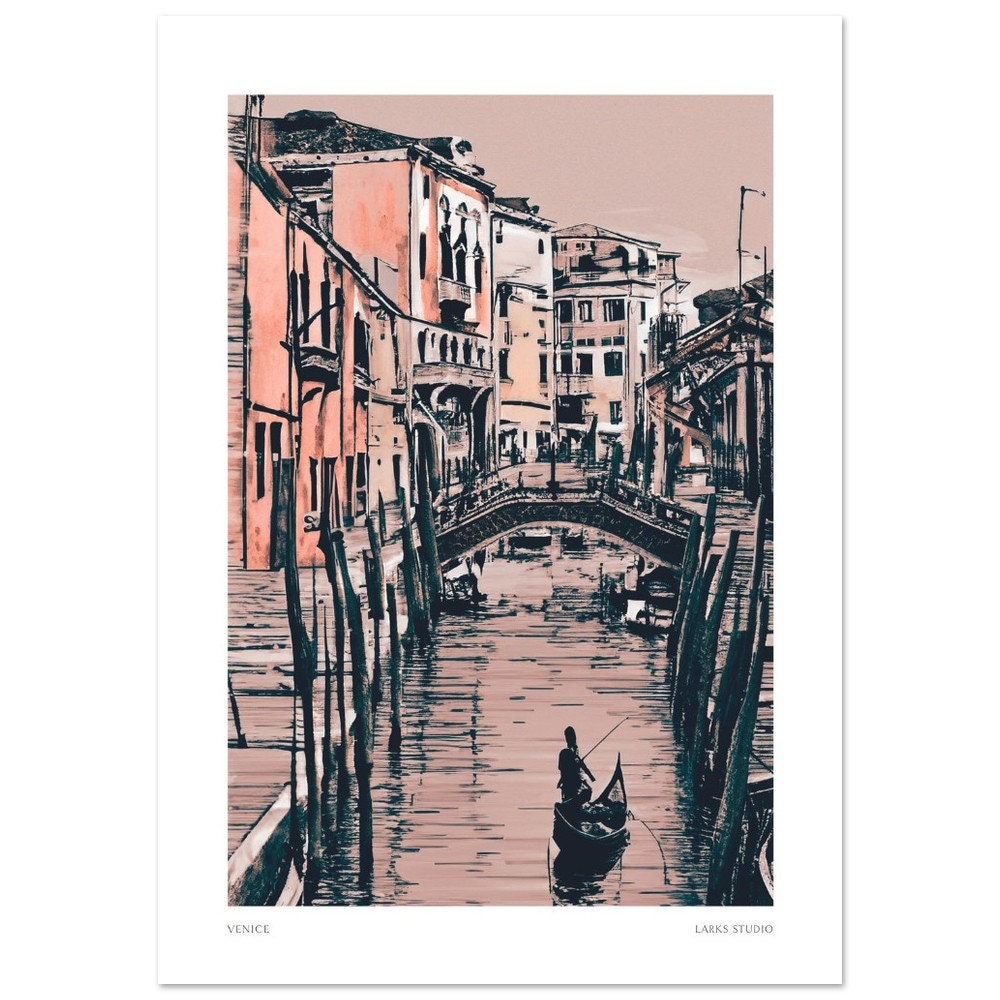 Venice Italy Art Print: Sketched Travel Poster