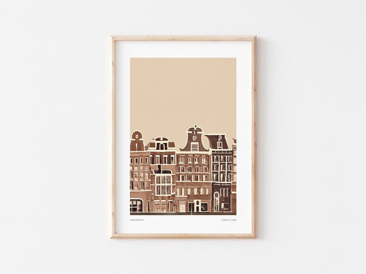 Neutral Amsterdam Art Print: Sketched Holland Travel Poster