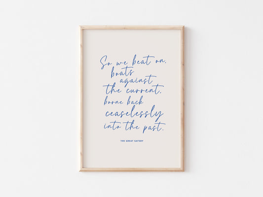 The Great Gatsby Quote Print, Wall Art, Home Decor, Scandi Print, Inspirational Print, Typography, Living Room, Office