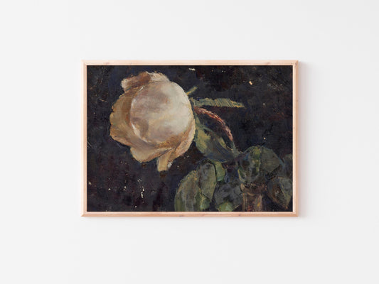 Vase with Rose Vintage Print: Botanical Antique Wall Decor
