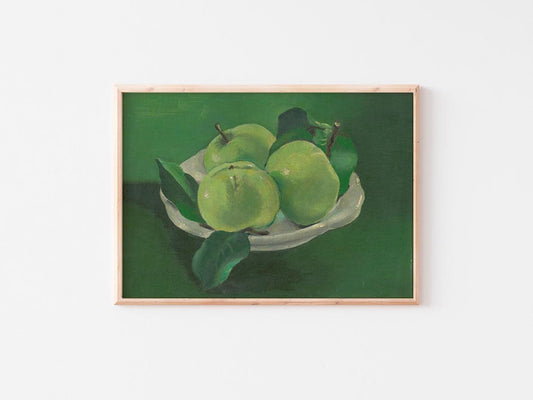 Green Apples Vintage Print: Antique Wall Decor