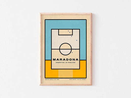Maradona - 'The Greats' series. Minimalist Bauhaus football poster print