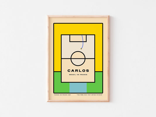 Roberto Carlos - 'The Greats' series. Minimalist Bauhaus football poster print