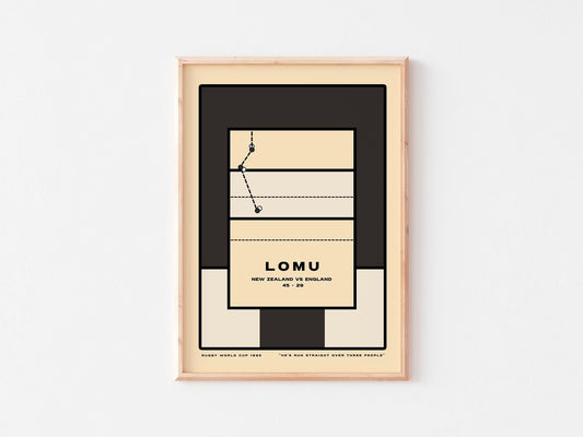 Jonah Lomu - 'The Greats' series. Minimalist, Bauhaus, retro Tennis poster print