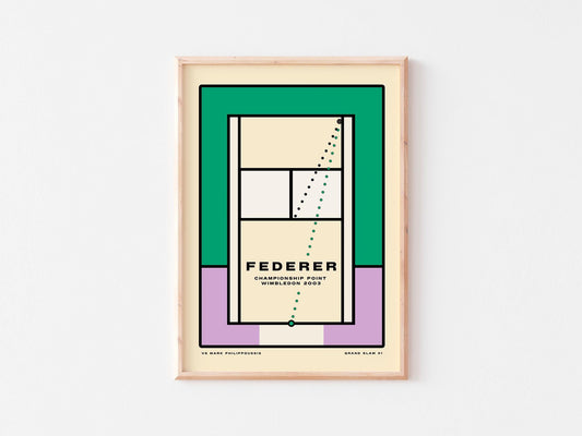 Roger Federer - 'The Greats' series. Minimalist, Bauhaus, retro Tennis poster print