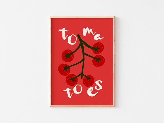 Vine Tomatoes Kitchen Print, Retro Italian Food Art