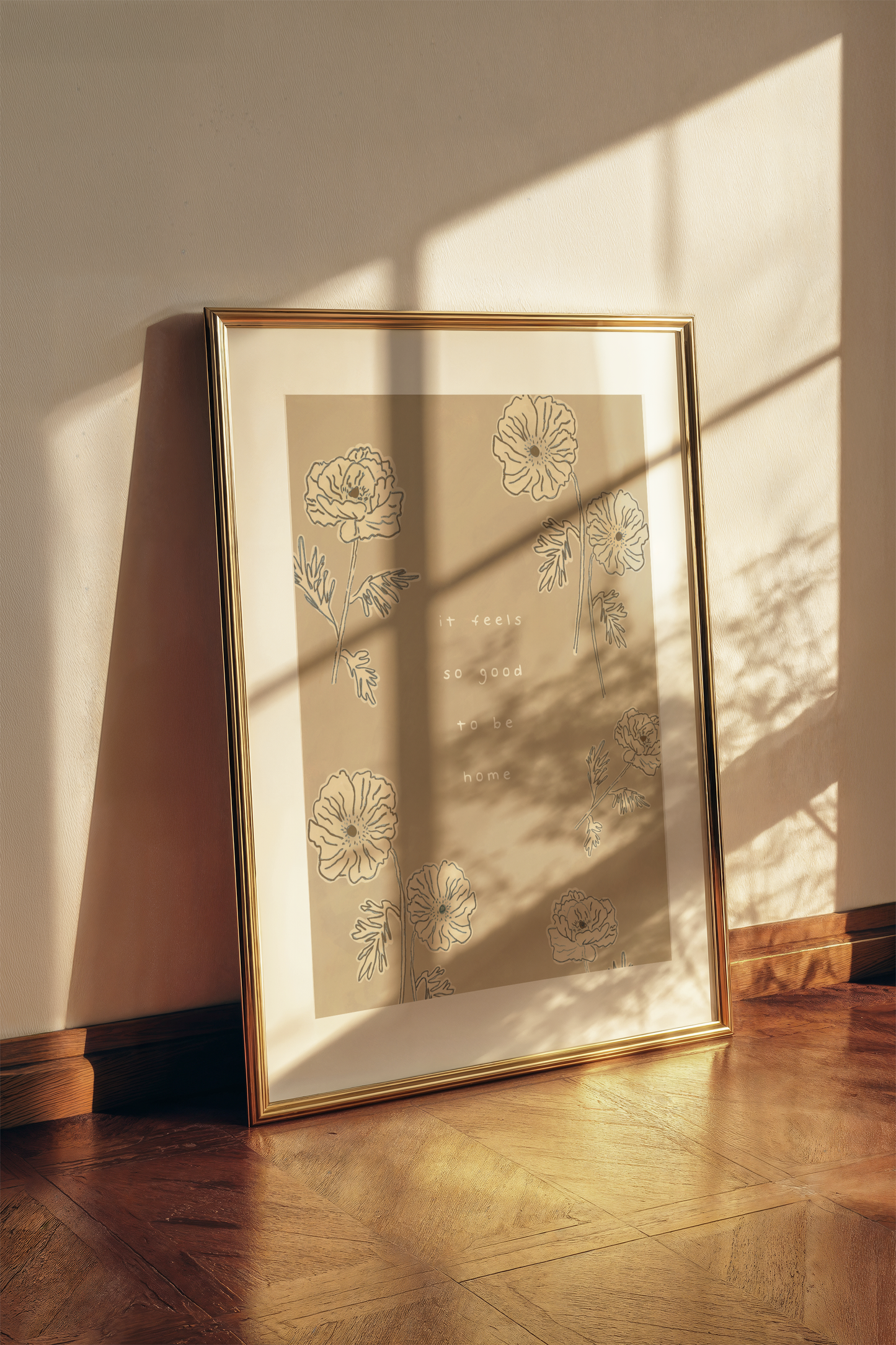 Botanical Quote Print, Beige Neutral Floral Wall Art
