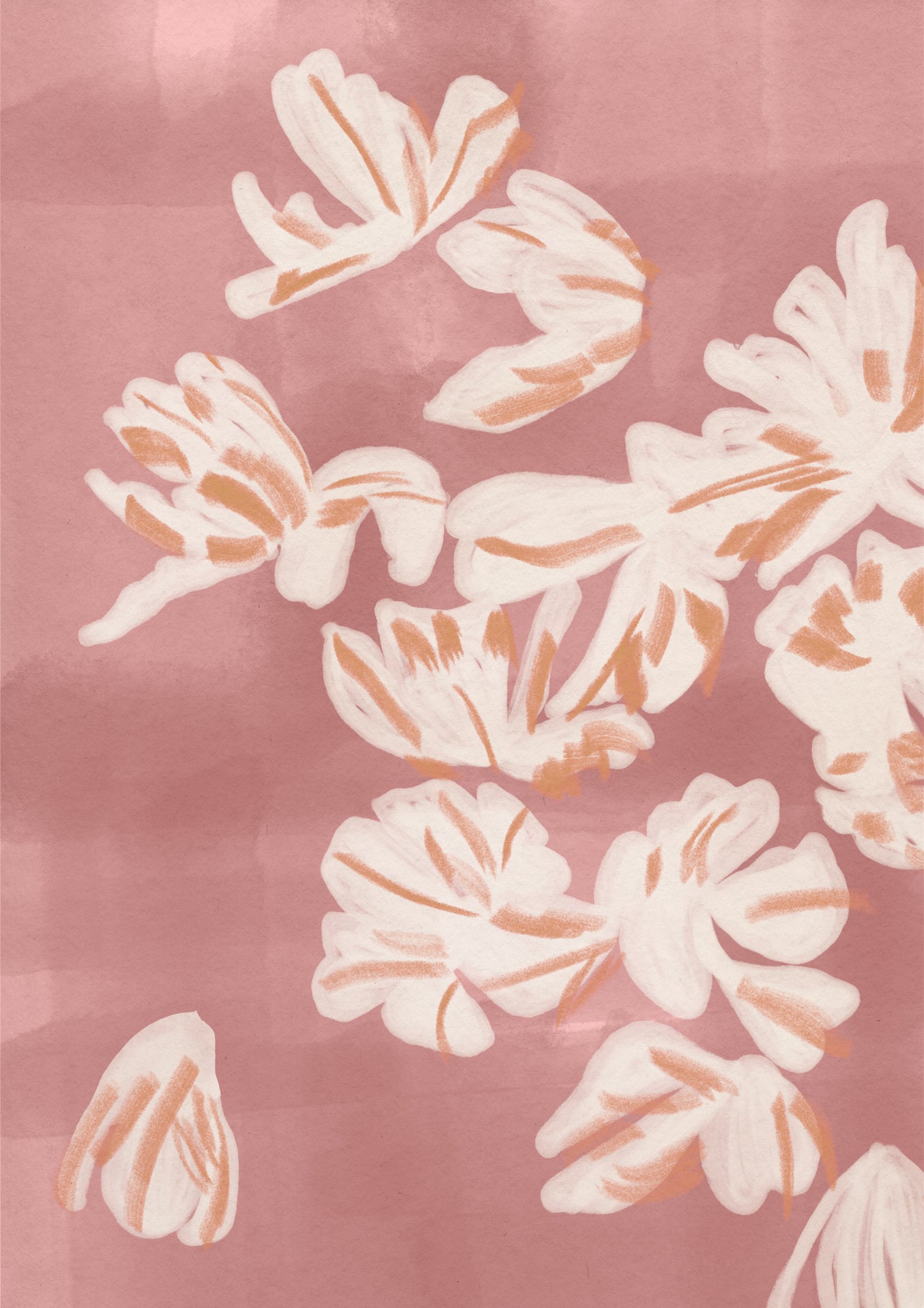 White Floral Abstract Art Print