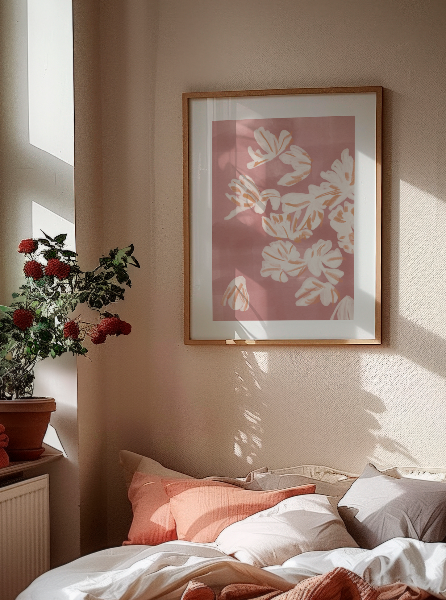 White Floral Abstract Art Print
