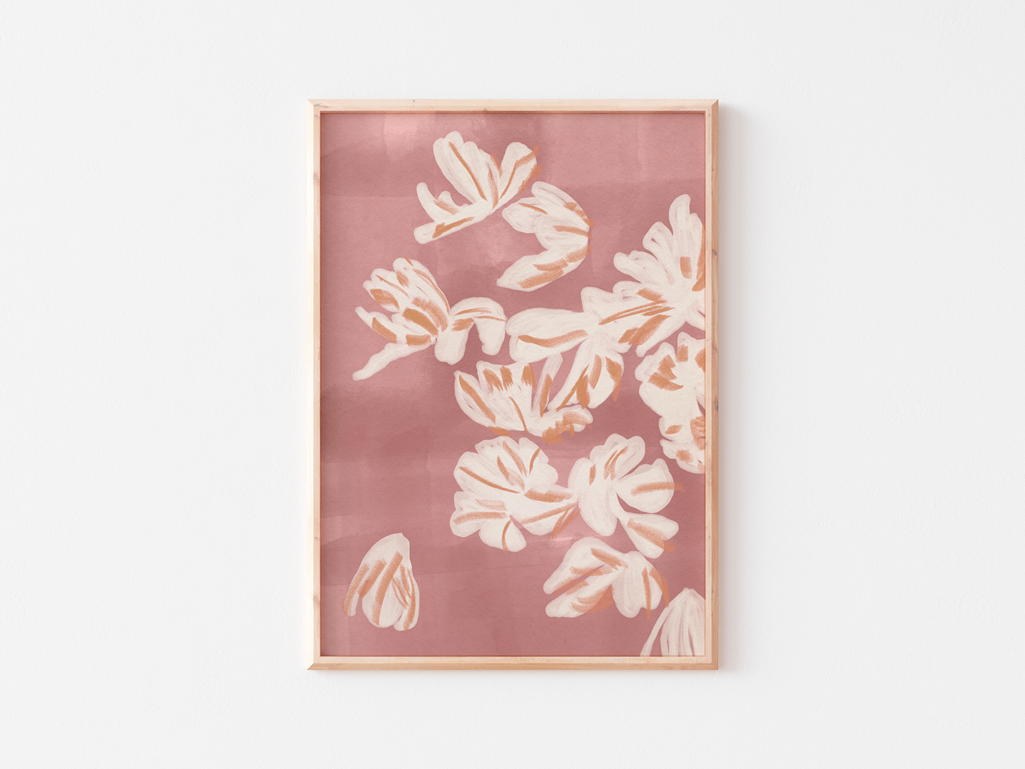 White Floral Abstract Art Print