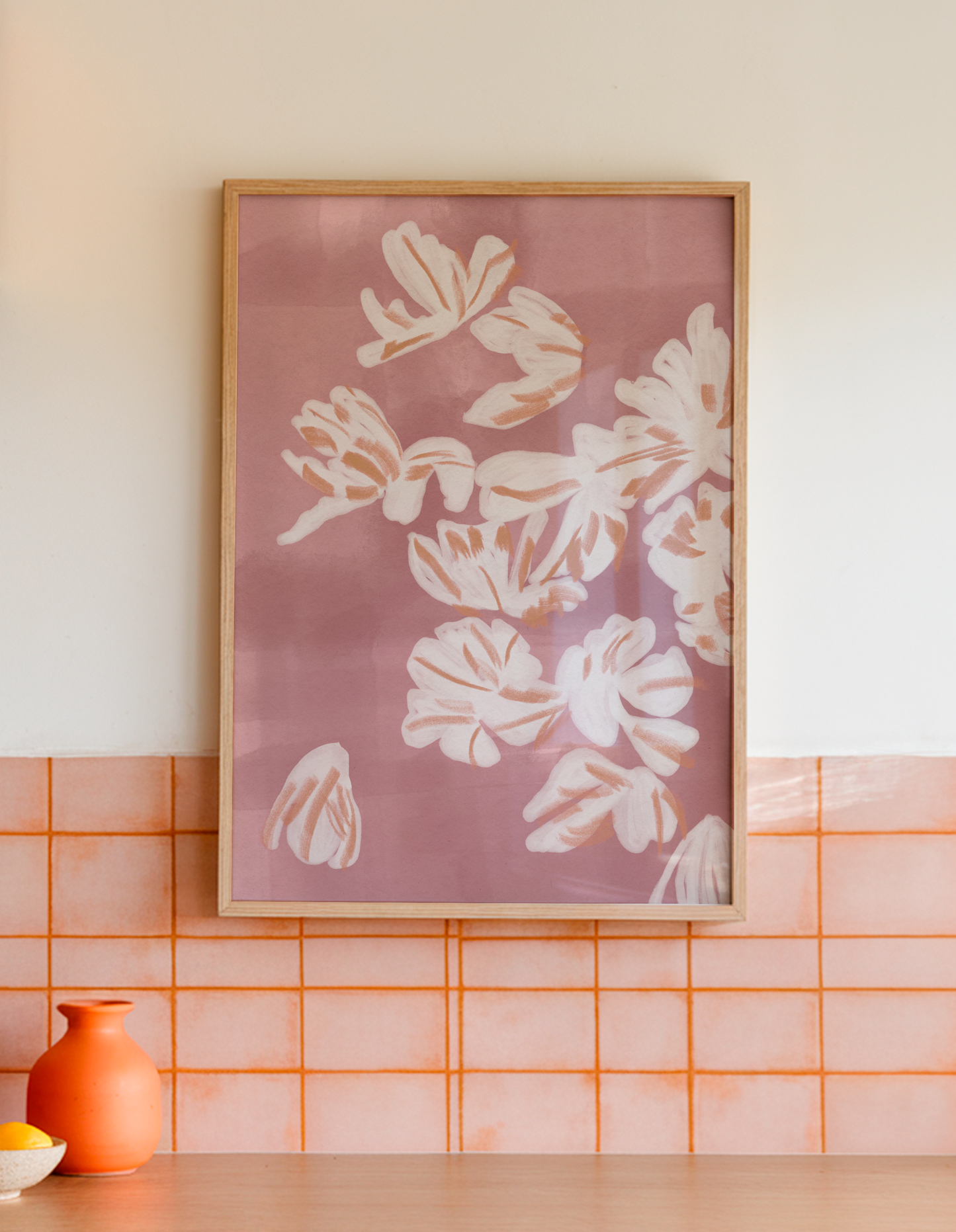 White Floral Abstract Art Print