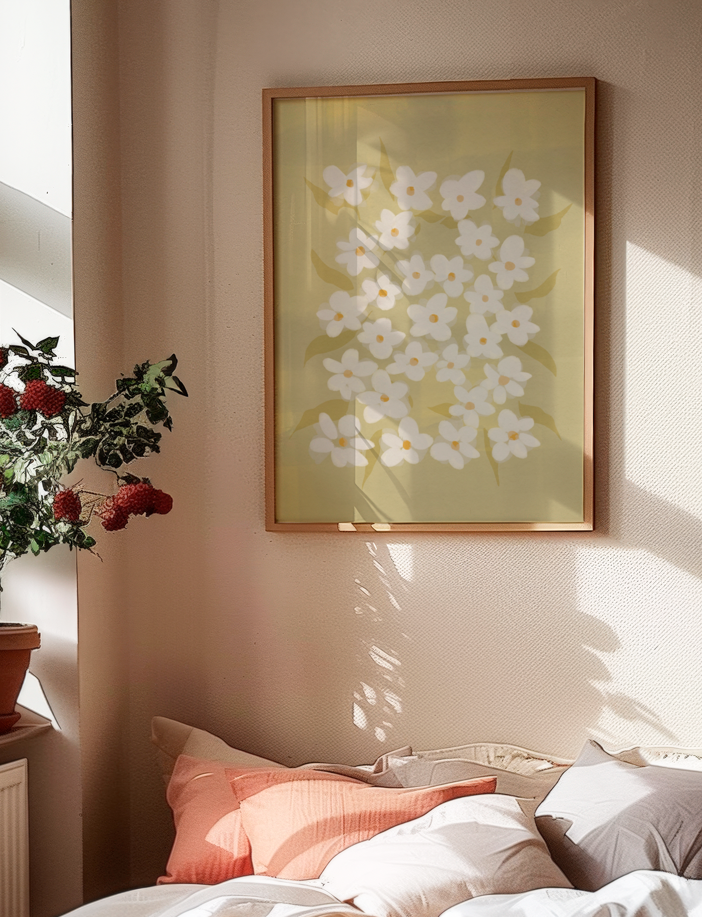 White Daisy Floral Pattern Print