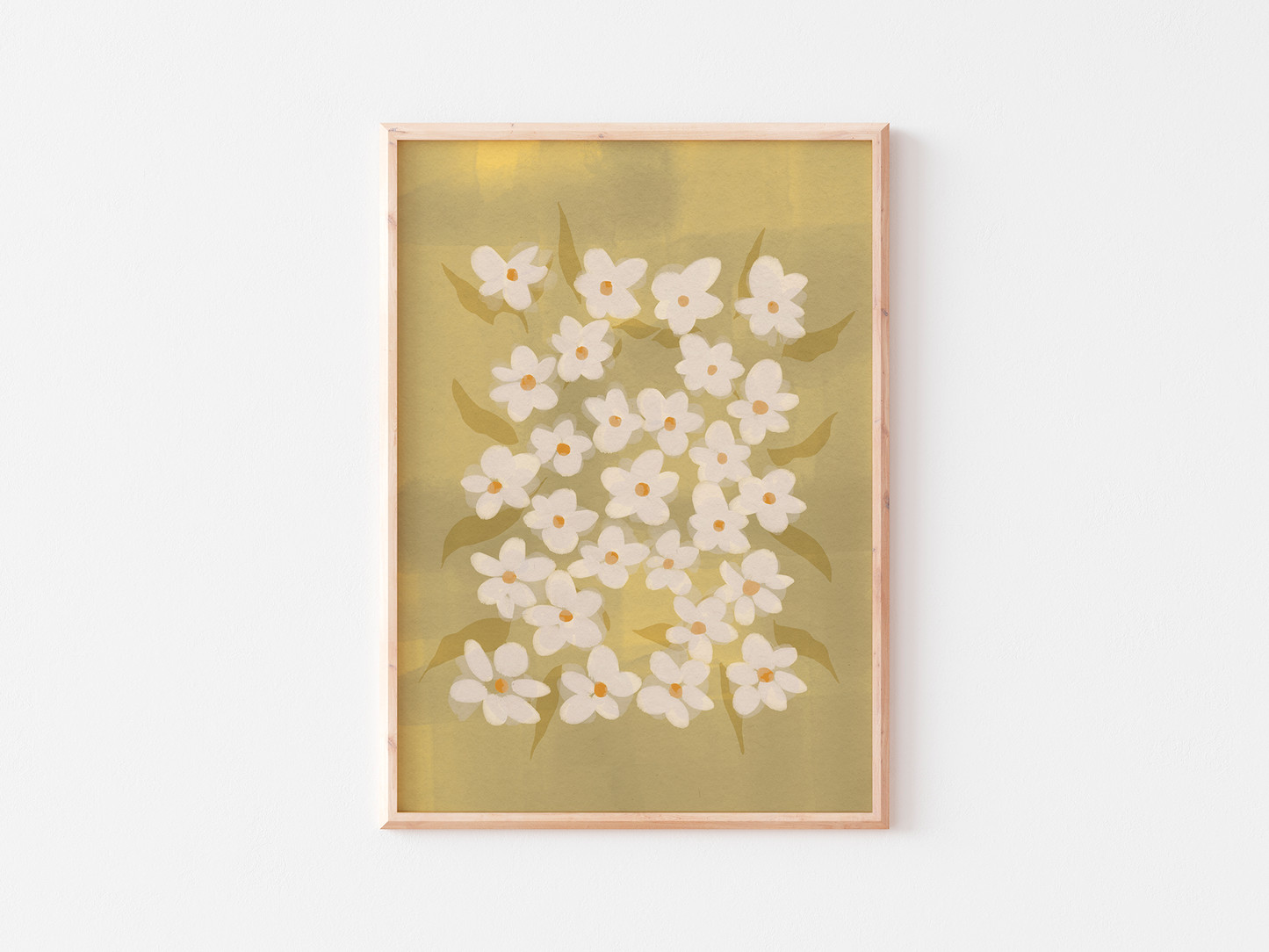 White Daisy Floral Pattern Print