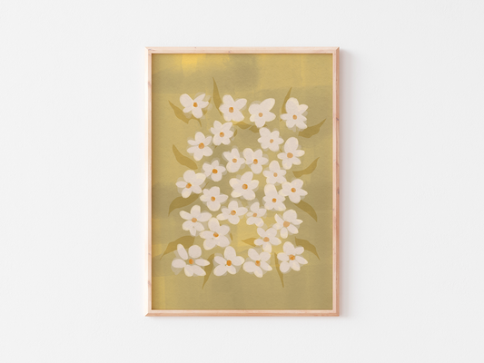 White Daisy Floral Pattern Print