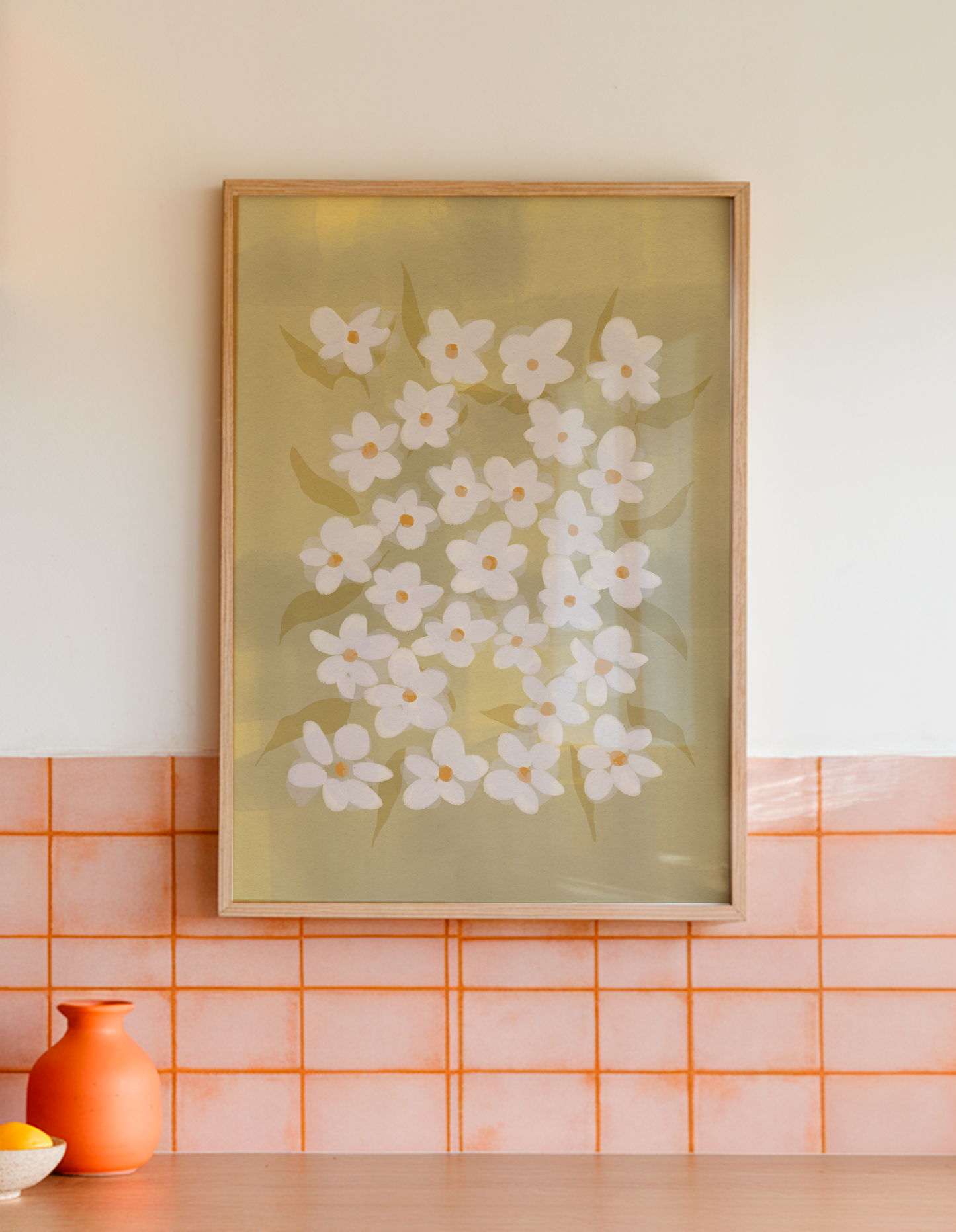 White Daisy Floral Pattern Print